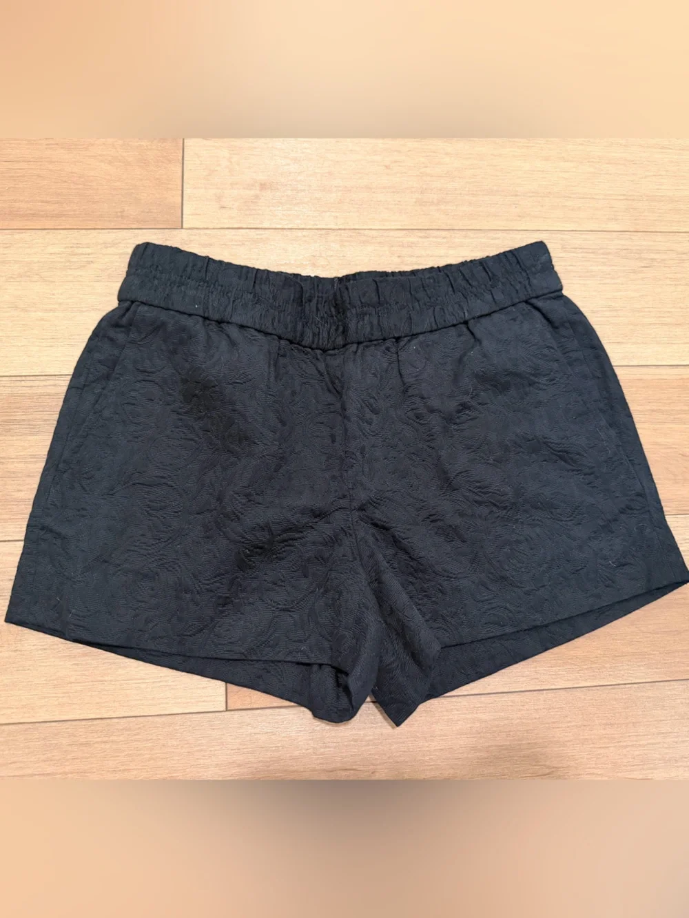 J. Crew Black High-Waist Paisley Textured Shorts NWT